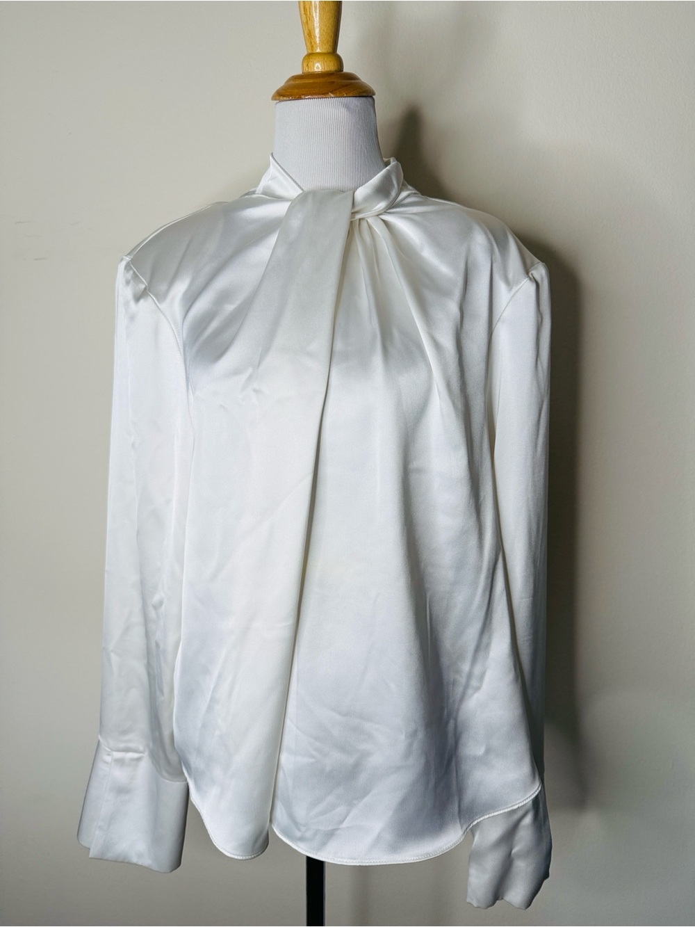 River Island Ivory Satin Twist Neck Satin Blouse